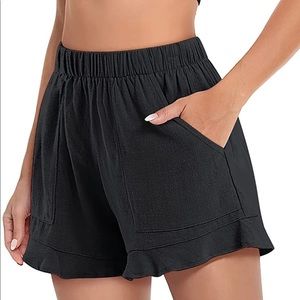 Black Lightweight Linen Shorts